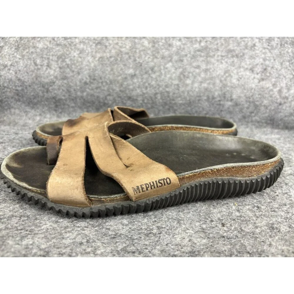 Mephisto‎ Shoes Mens Size 38 Brown Leather Slip On Sandals Cork Footbed Comfort